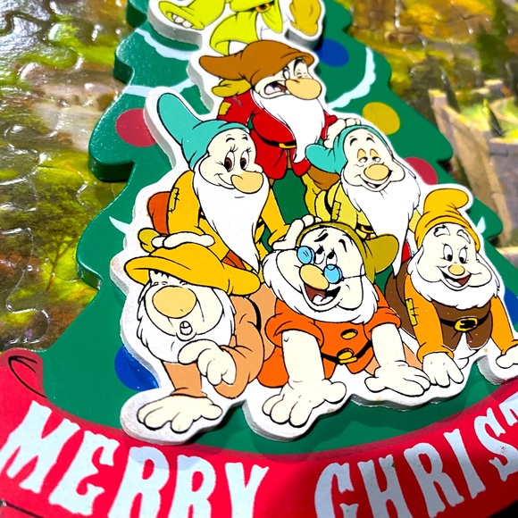 DISNEY’S SNOW WHITE & THE SEVEN DWARFS VTG 90s KURT ADLER WOODEN XMAS ORNAMENT - Picture 4 of 9